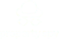 Logo: A hat and glasses above the text "property spy."